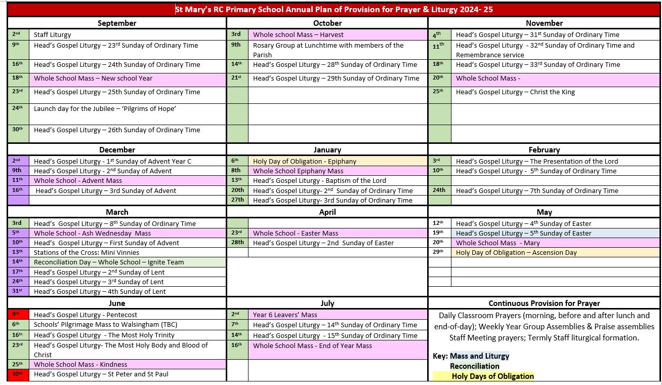 StM Liturgy calendar